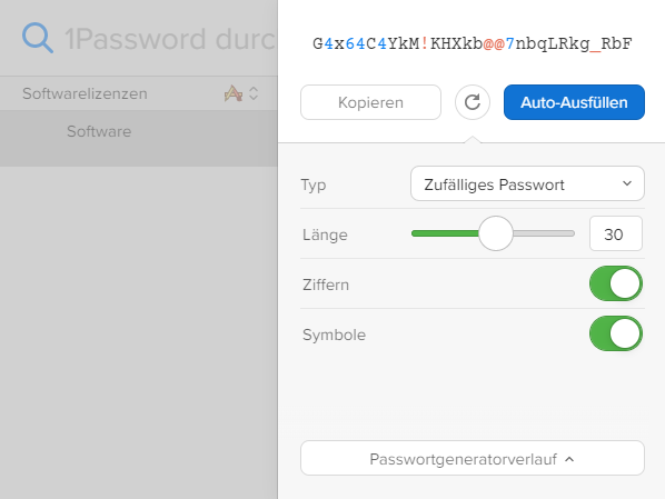 1Password Passwort Generator